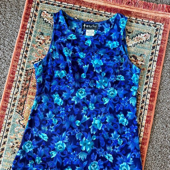 90s Vintage All That Jazz Floral Tank Top Maxi Sun Dress - Picture 5 of 6